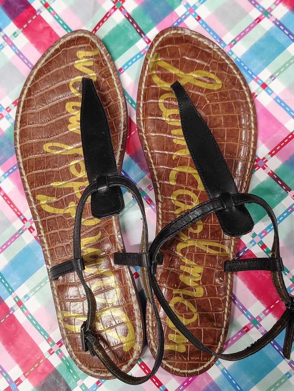 Sam Edelman Gigi Classic Sandal Women's Sz 10 -Flat Thong Croc Leather
